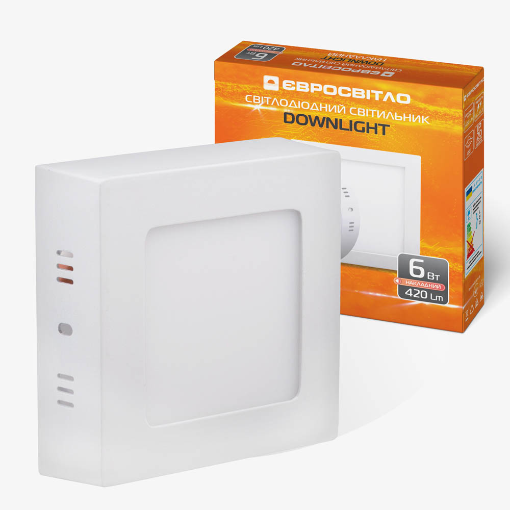 Світильник точковий накладний Євросвітло 6Вт квадрат LED-SS-120-6 4200К